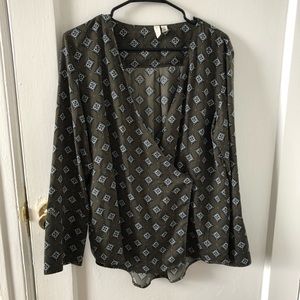 Nordstrom Treasure & Bond Printed Wrap Blouse S-M